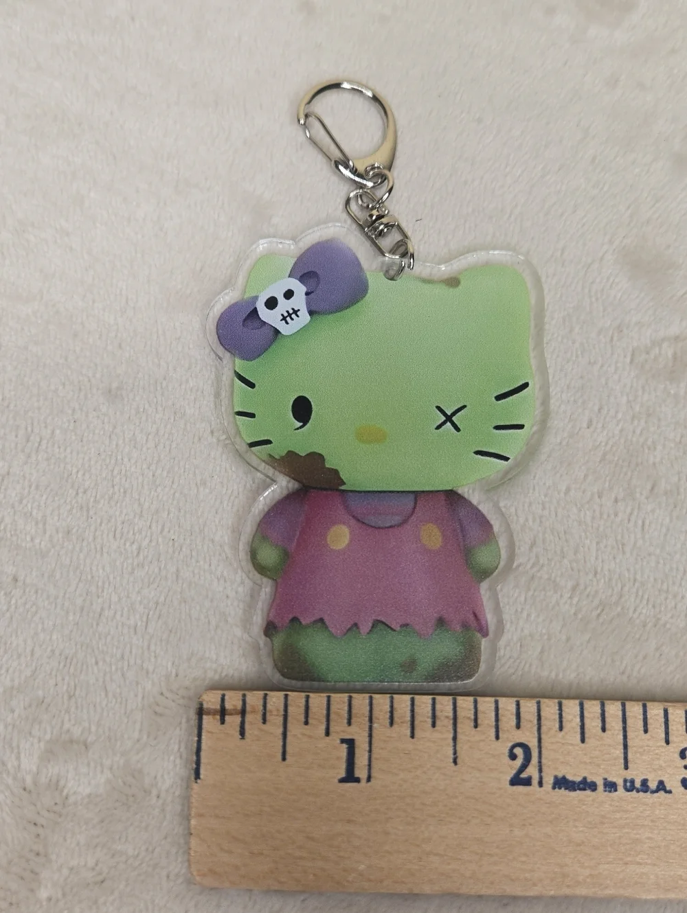 Hello Kitty Plastic Halloween Zombie Keychain